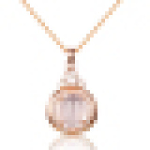 Frauen Hibiskus Stein Rose Gold Anhänger Halskette mit Kette